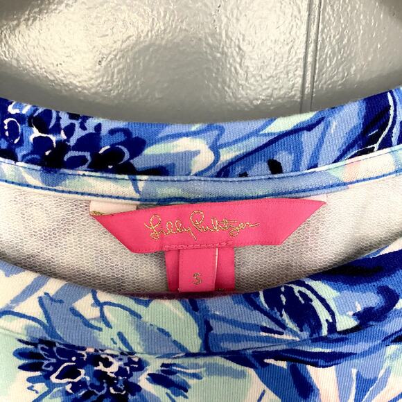 Lilly Pulitzer Coastal Blue Catch N Keep Jersey Knit Preppy Bartlett Dress S - Picture 4 of 9